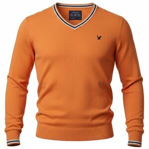 American Eagle Outfitters Sweater Orange Cotton Lightweight Knit Size Large